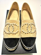 Chanel Espadrillas Pelle Scamosciata Beige E Perle 39
