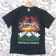 METALLICA MASTER OF PUPPETS BOOTLEG TEE VTG XL THRASH METAL SILVER PRINT LOGO 