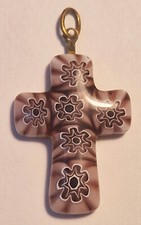 Ciondolo a forma di croce in vetro di Murano, anni '30/'40