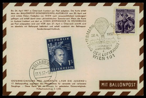 Austria posta palloncino 1957 - palloncino,