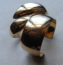 Coppia Bracciali Dorati Rigidi Aperti Vintage