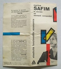 Depliant Pieghevole CUCINE SAFIM (Milano) Anni 50