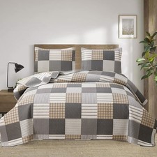 Plaid Quilt Set Queen Size