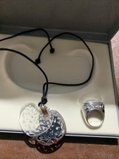 Collana E Anello In Acciaio E Pietre Dure 