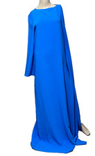 Abito lungo in seta blu Oscar