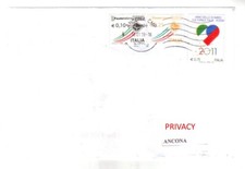 10641- Varietà Italia 2011 stampa fuori registro e spostata su lettera per Ancon