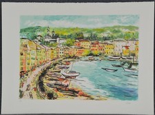 IALENTI Antonio "Veduta di S.Margherita" litografia firmata a mano