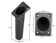 Pactrade Marine Boat Kayak Plastica Montaggio a Incasso Testa Quadrata Nero Porta Canna 30°