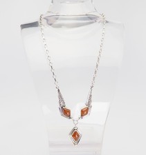 Collana Vintage Firmata In Argento Sterling E Ambra Fatta A Mano