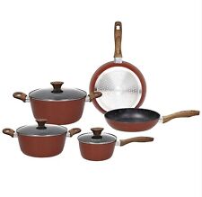 Batteria Di Pentole Tognana 8 Pezzi Linea Rustic Stone Rossa In Pietra Induzione