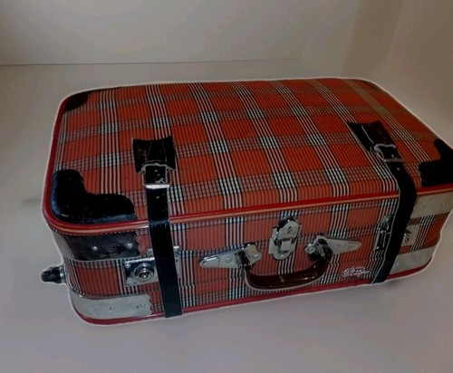 Rara valigia vintage tartan - valigia, in