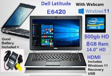 Dell E6420 Fast i5-2.5 500 GB 8 GB computer portatile ufficio HDMI 14" HD webcam nuovo-WINDOWS 11