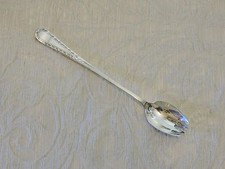 Rara forchetta cucchiaio sottaceto bordo piuma placcato argento edoardiano c1900