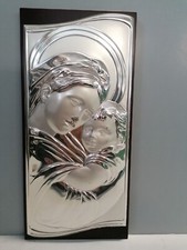 Quadro Madonna con Gesù in Argento Prezioso 925,  16x34