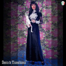 abito donna grande griff vintage alta moda vestito lungo nero invernale sfilata