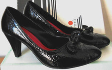 SCARPE NERE n 38 decoltè donna VERNICE con fiocco Summer jamboree saldi