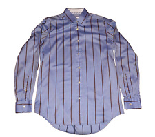 ROBERT GRAHAM USA camicia manica lunga blu chiaro testurizzata + righe uomo 39" petto