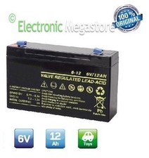 BATTERIA ERMETICA AL PIOMBO AGM 6V 12Ah RICARICABILE PER AUTO E MOTO ELETTRICHE