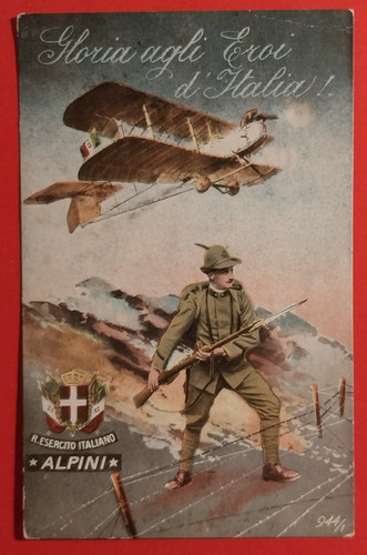 Cartolina alpini gloria - alpini, agli