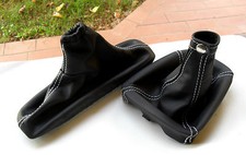 ALFA ROMEO Giulietta CUFFIA CAMBIO e FRENO VERA PELLE NERA  cuciture bianche