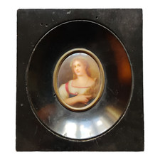 ANTICO DIPINTO OLIO MINIATURA QUADRO Portrait Ritratto Femminile 800 Cornice