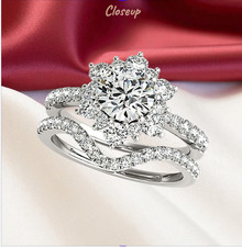 Diamant-Brautring Band-Set