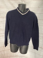 Maglione pullover uomo D'Acquasparta blu misto lana merino manica lunga