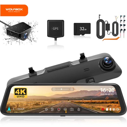 Wolfbox dash cam doppia - 4k,
