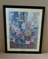 🟡 STAMPA D'AUTORE FILIPPO DE PISIS CON CORNICE IN LEGNO EPOCA 1960-70 - M1178-