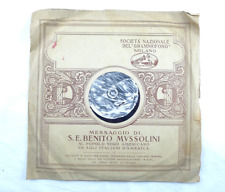 DISCO 78 ORIGINALE DISCORSO BENITO MUSSOLINI IN AMERICA USA EMIGRATI EMIGRAZIONE