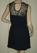 VESTITO ESTIVO ABITO BLU A POIS CON PIZZO PULL&BEAR TAGLIA L LEGGI LE MISURE