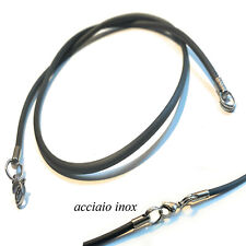 2x Collana in caucciu nero con chiusura in acciaio inox 50 cm x 3 mm da uomo