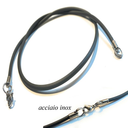 Collana caucciu nero con - 2x,