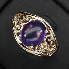 ANELLO IN ARGENTO PLACCATO IN ORO CON AMETISTA CABOCHON CT 3,10   MIS 9