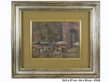 MERCATO CORSO VALDOCCO A TORINO QUADRO OLIO PITTORE MARIO ALBANO 1896-1968 VS10