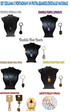 set completo collana con ciondolo pietra naturale portachiavi chakra etnico