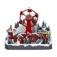 Carillon Natale Parco Giochi con Giostre Animate LED 36cm TIMSTOR . - X57208