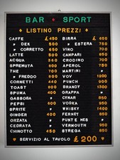 Listino Prezzi Bar Sport Anni