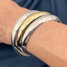  Bracciale braccialetto argento sterling 925 massiccio donna vintage oro giallo