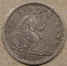 1840 No Drapery Liberty Seated Half Dime XF