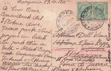 2734 SALUTI SCARPERIA VIAGGIATA ZONA GUERRA 18 CORPO ARMATA ( GENIO ? ) FIRENZE