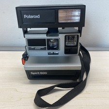 Macchina fotografica terrestre istantanea Polaroid Spirit 600 vintage nera argento con cinturino