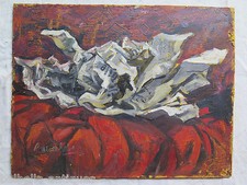 DIPINTO MODERNO QUADRO AD OLIO SU TAVOLA ORIGINALE FIRMATO PANCALDI 40x31 p9