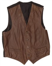 Gilet uomo VINTAGE in pelle marrone medio BO05