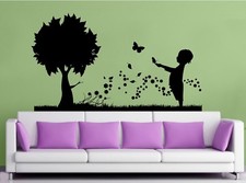 WALL STICKERS ADESIVI MURALI Bimbo fiori farfalle Famiglia casa albero bambini