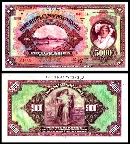 Cecoslovacchia 5000 korun - 5000, 1920
