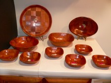 Vtg Parquet Salad Bowl Woven