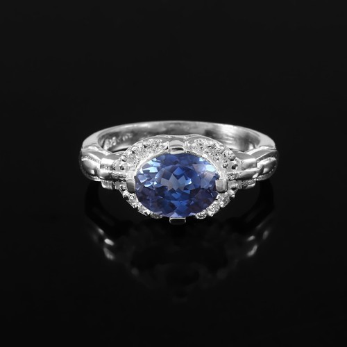 Anello zaffiro blu aaa - anello,