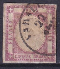 W601 PROVINCE NAPOLETANE – 5 gr. rosa lilla n. 21b, timbrato.