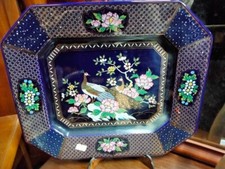 KUTANI VASSOIO  PORCELLANA BLU GIAPPONESE  OTTAGONALE